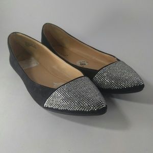 Bamboo  Pointed Toe Shoes Flats Shiny Rhinestone